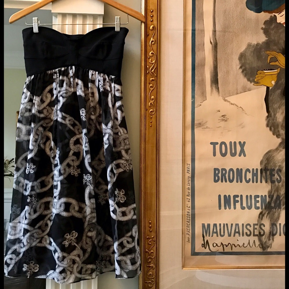 DVF Asti Chain Link Silk Strapless Dress